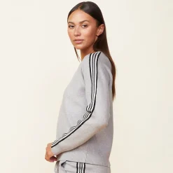 MONROW Soft Knit Track Raglan Sweater HEATHERGREY Shop